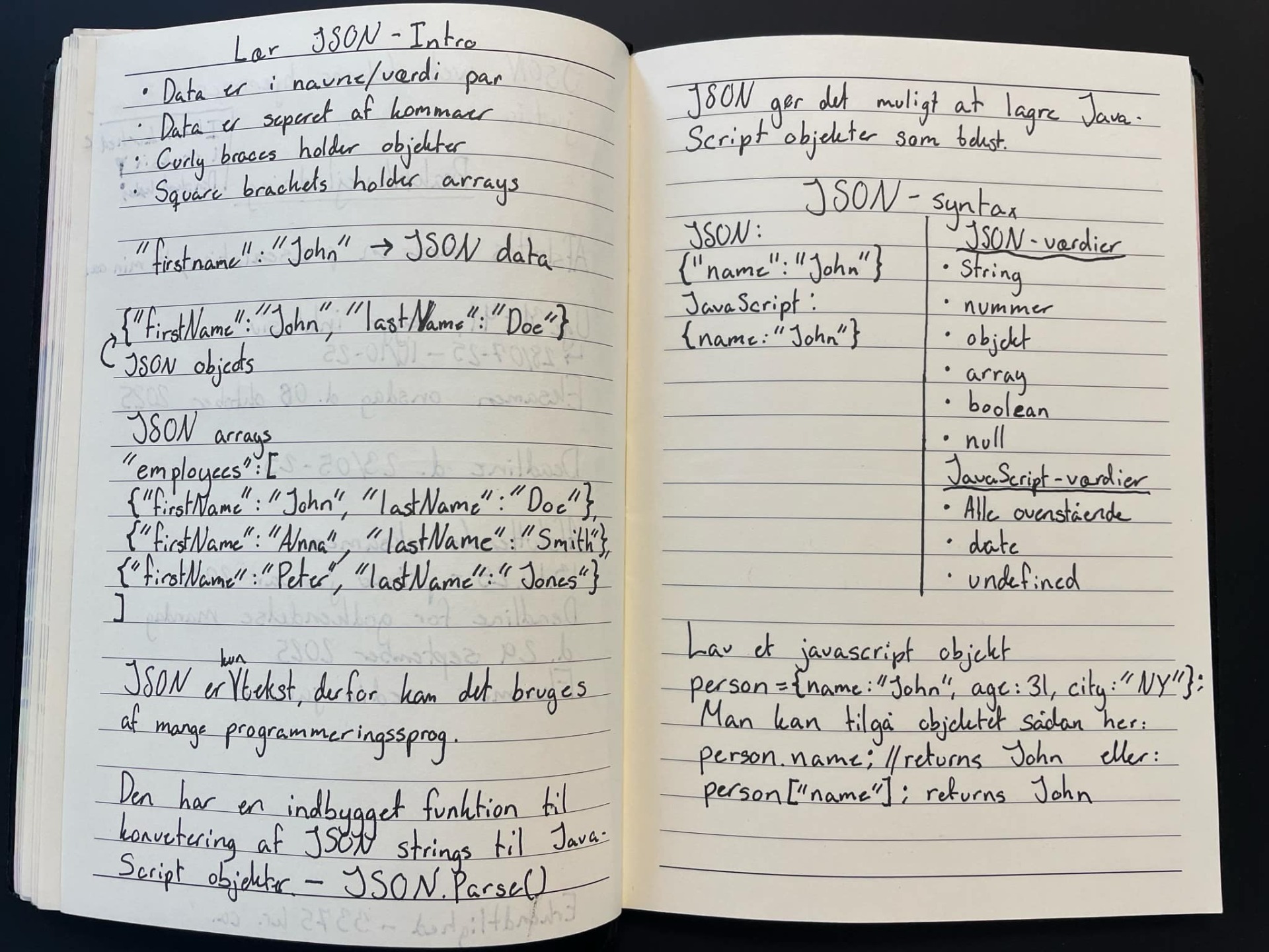 Noter til JSON tutorial