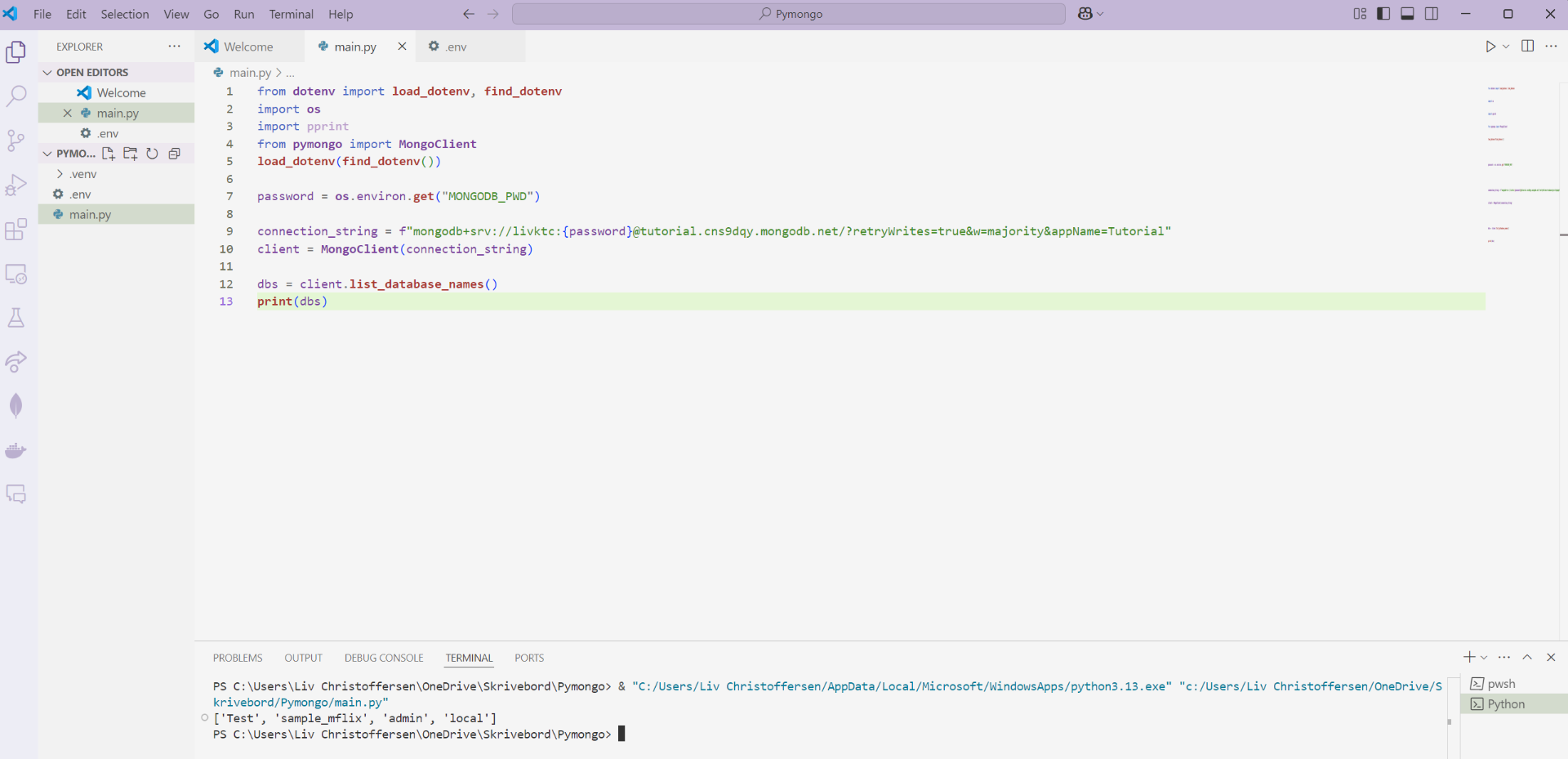 Printer listen af database navnene